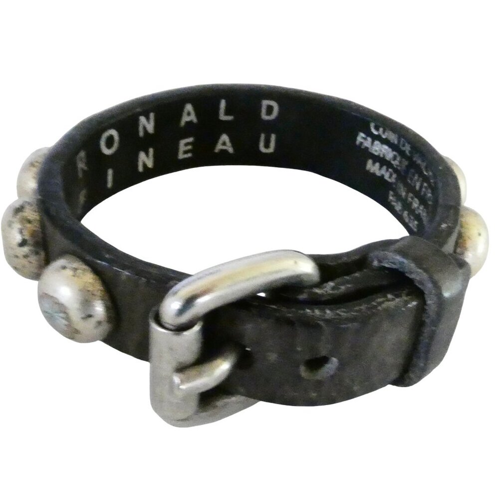 RONALD PINEAU studded leather cuff bracelet M distressed France